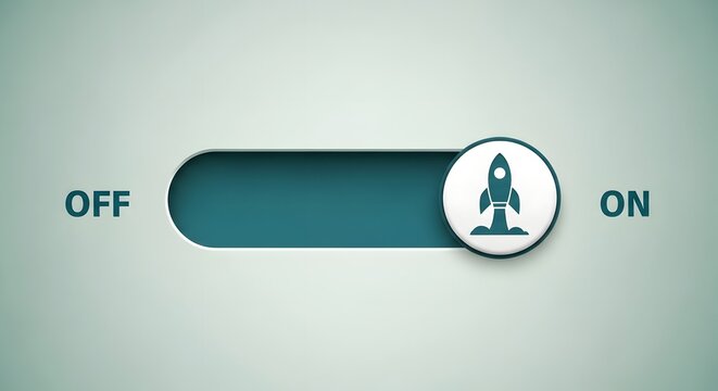 Power switch toggle button with human icon for on and off control in flat design