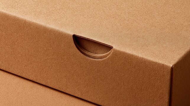 Cardboard box with a thumb notch lid closure displays a clean and minimalist packaging design.