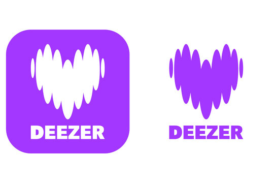 Deezer streaming service application button featuring black soundwave heart icon on modern purple rounded square background minimalist audio player brand identity vector graphic asset