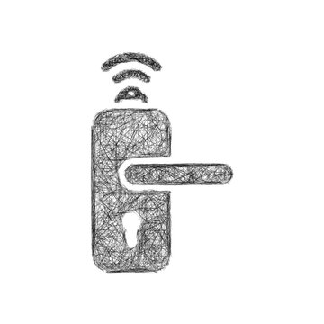 Sketch monochrome smart lock icon design