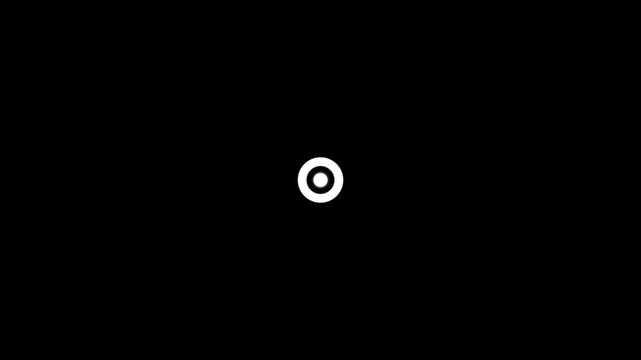 A glowing circle on a black background surrounds a red pulsing dot. This isolated looped animation has an alpha channel.