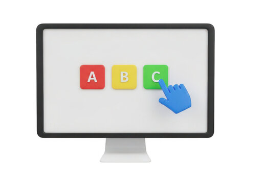 Lettered rectangles with a pointing hand on transparent background