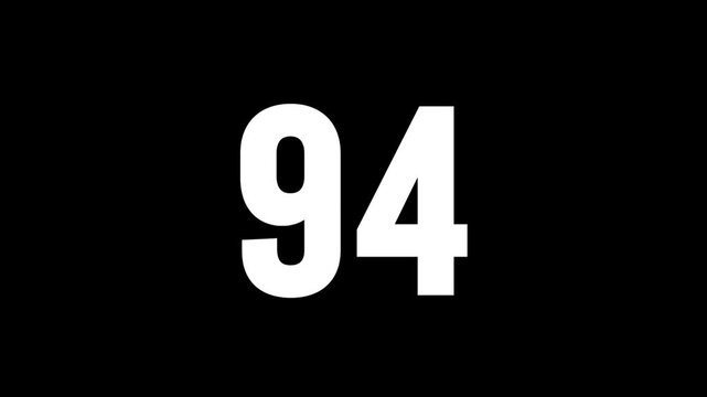 Burning number 94 with glitch effect and transparent background, fire numbers, ninety-four