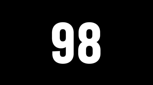 Burning number 98 with glitch effect and transparent background, fire number, ninety eight