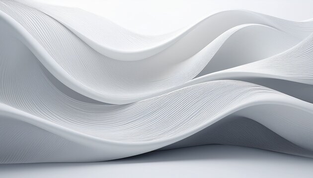 a minimalist modern abstract design featuring smooth flowing white curves on a white background