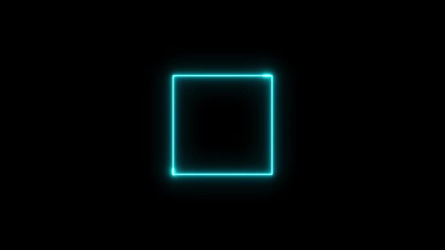 Abstract Rectangle frame cyan color repetitive motion design emphasizes sleek modern look ideal futuristic graphics tech inspired es border on black background.