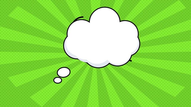 Empty Comic Thought Bubble on Green Radial Pop Art Background - Cartoon Idea Concept
