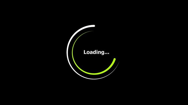 2 loading circle white and green color animation. Digital circle bar black background 4k video.
