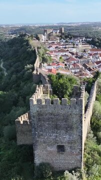 Obidos Skyline In Obidos Leiria District Portugal. Medieval Building In A Bustling City Viewed From Above. Landmark Town. Cities Of The World Landscape. Obidos Leiria District.