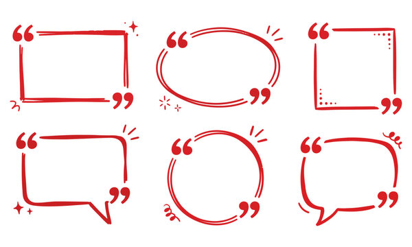 red quotation marks and speech bubbles for infographics and presentations