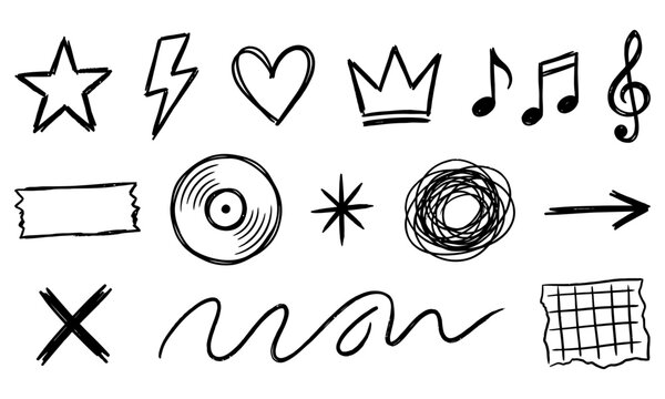 hand drawn doodle icons for design decoration