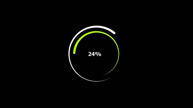 2 loading circle white and green color 4k illustration. Digital circle bar black background 4k illustration.