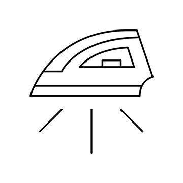 Iron With Steam Laundry Press Appliance Vector Line Icon