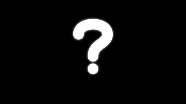 White question mark symbol on a minimalist black background, representing inquiry, curiosity, and the unknown. Ideal for help sections, FAQs, or designs conveying a search for answers
