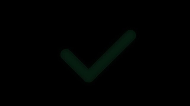 Green checkmark on dark background signifies successful completion and positive affirmation. This universal symbol indicates agreement, correctness, and accomplishment