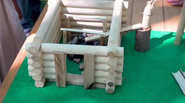 Log Cabin Model - Miniature Wooden House