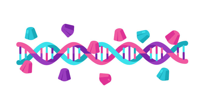 DNA Helix and Gummy Candy Vector - Personalized Nutrition and Genetics Concept