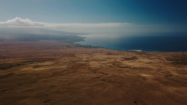 Aerial view of the dry land of the Big Island, Hawaii