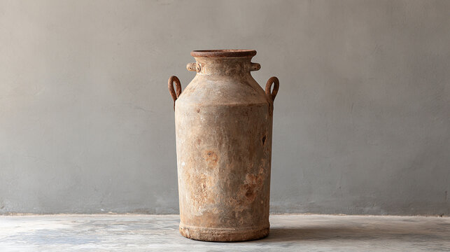Narrow Neck and Rough Antique Texture Define an Old Pottery Jar