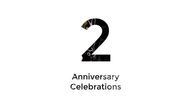 2nd anniversary celebration with abstract black, yellow, white and blue color animation on white background