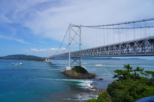 Naruto Bridge and Blue Sea in Tokushima, Japan