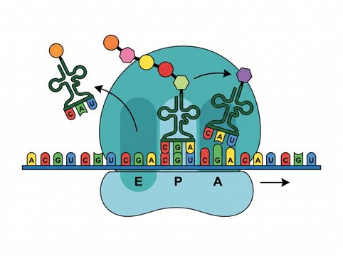 Protein synthesis and translation process featuring ribosome t rna and m rna interaction ribosome synthesis translation genetics molecular biochemistry nucleotide sequence mechanism education