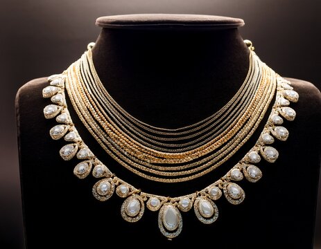 luxury jewelry display with necklaces
