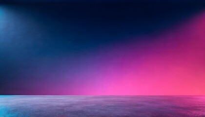 Fototapeta premium Abstract neon dark studio background with empty dark blue purple floor and pink cyan light stage smoke mist, cyber tech product display podium showcase backdrop graphic asset, Generative AI