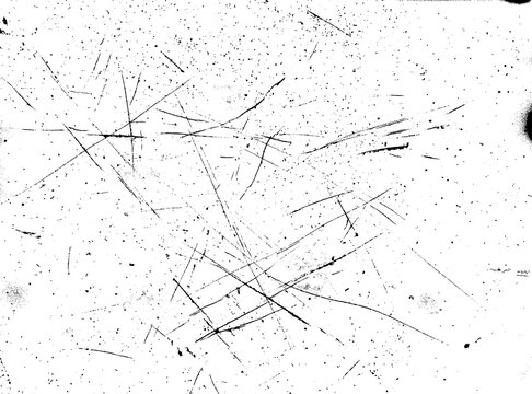 Distressed grunge texture with scratches and dust overlay isolated on transparent background