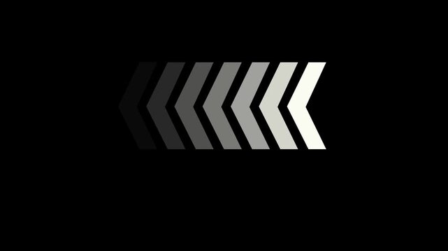 Minimalist loading animation with pulsing gradient arrows on black background, progress indicator