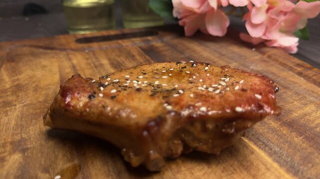pork chops on a grill