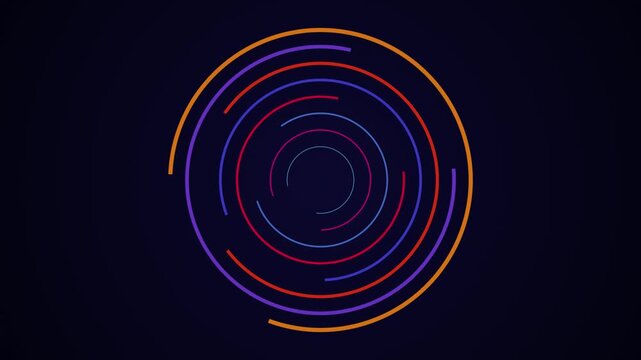 Motion video of abstract circular lines with vibrant gradient colors