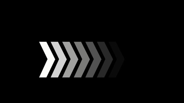 Minimalist loading progress bar animation with gradient arrows on black background