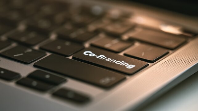 Close-up photograph of a keyboard key labeled Co-Branding symbolizing collaborative branding