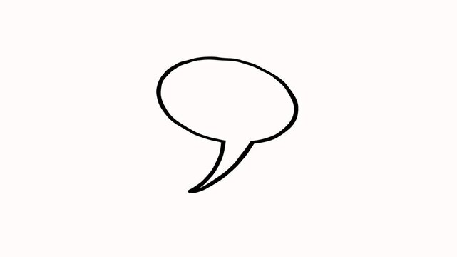 Hand drawn blank speech bubble wiggle animation on white background. Chat message bubble icon animation. Thought bubble icon animation space for text or message
