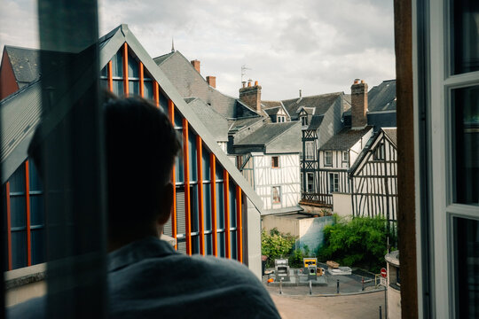 Looking out at Buildings From a Window in Rouen