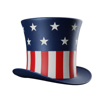 Patriotic top hat with stars and stripes