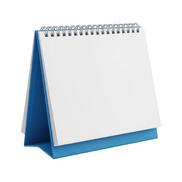 Blue standing flip calendar on desk
