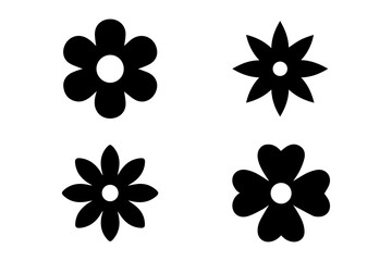 Fototapeta premium Black flower icons set vector illustration of floral symbols and blossoms with gardening, botanical.