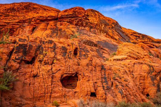 Calico Tanks Trail red rock formations at sunset