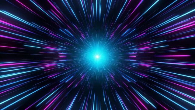 Abstract blue and purple hyper jump speed lines background