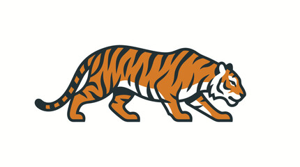 Obraz premium Stylized graphic illustration of a majestic walking tiger.