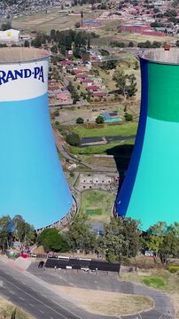 Soweto Towers In Johannesburg Gauteng South Africa. Drone Captures A Garden With Sidewalks Surrounded By Lush Trees. Downtown Cityscape. Cities Of The World. Johannesburg Gauteng.