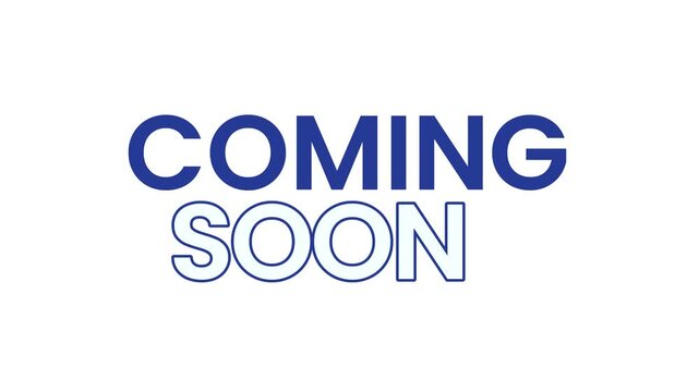 Coming Soon Text Animation, Blue Bold Typography Motion Graphic on White Background, Animated Title for Product Launch, Website Teaser, Trailer and Promo Videos