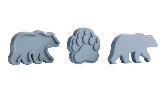 Stylized bear and paw print shapes in soft blue ideal for children&rsquo;s crafts and educational activities