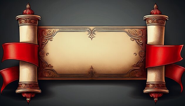 vintage scroll with red ribbon