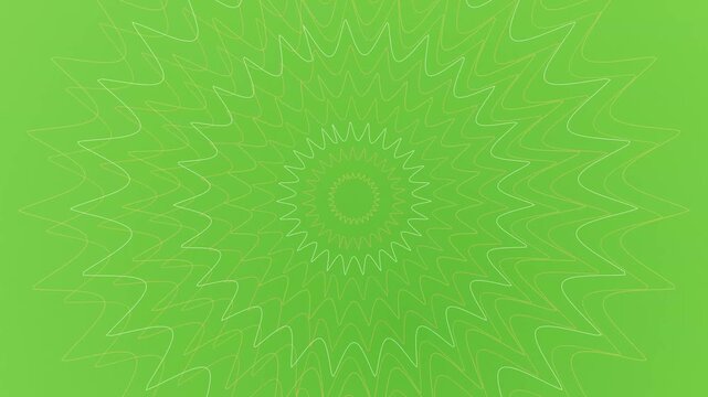 Abstract minimal graphic background with radiating oscillating geometric wave lines on a light green surface