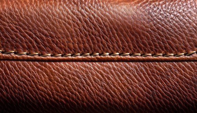 brown leather stitching macro closeup texture detail