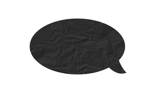 Crumpled black speech bubble isolated on transparent background