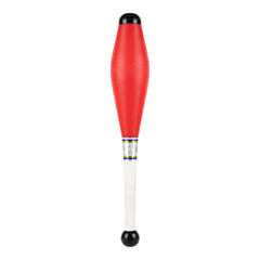 A single red juggling club with a white grip and black ends isolated on white © maximon4ik